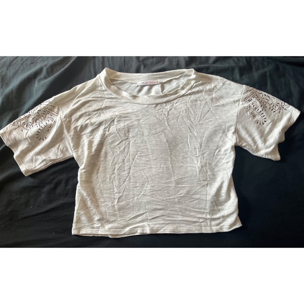 NWOT Embellished Crop Tee